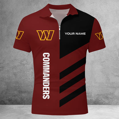 LIMITED EDITION - NEW CUSTOMIZED NFL12 WTC WASHINGTON COMMANDERS ZIP POLO SHIRT