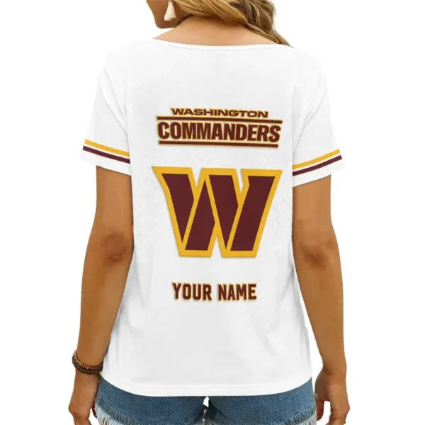 LIMITED EDITION - NEW CUSTOMIZED NFL12 WTC WASHINGTON COMMANDERS V-NECK FEMALE SHIRT