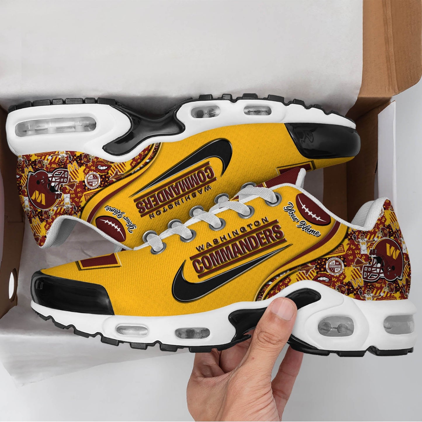 LIMITED EDITION - NEW CUSTOMIZED NFL12 WTC WASHINGTON COMMANDERS UNISEX AIR MAX PLUS SNEAKERS