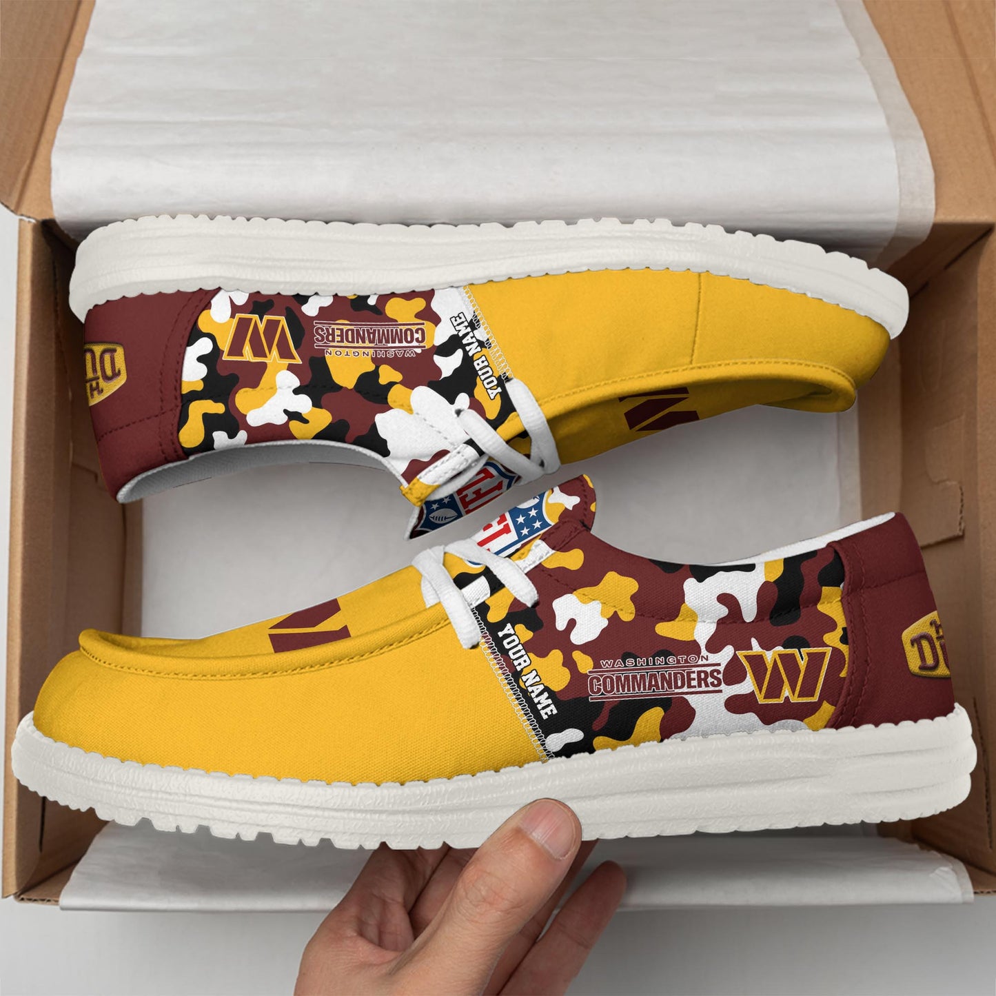 LIMITED EDITION - NEW CUSTOMIZED NFL12 WTC WASHINGTON COMMANDERS LOAFER SHOES