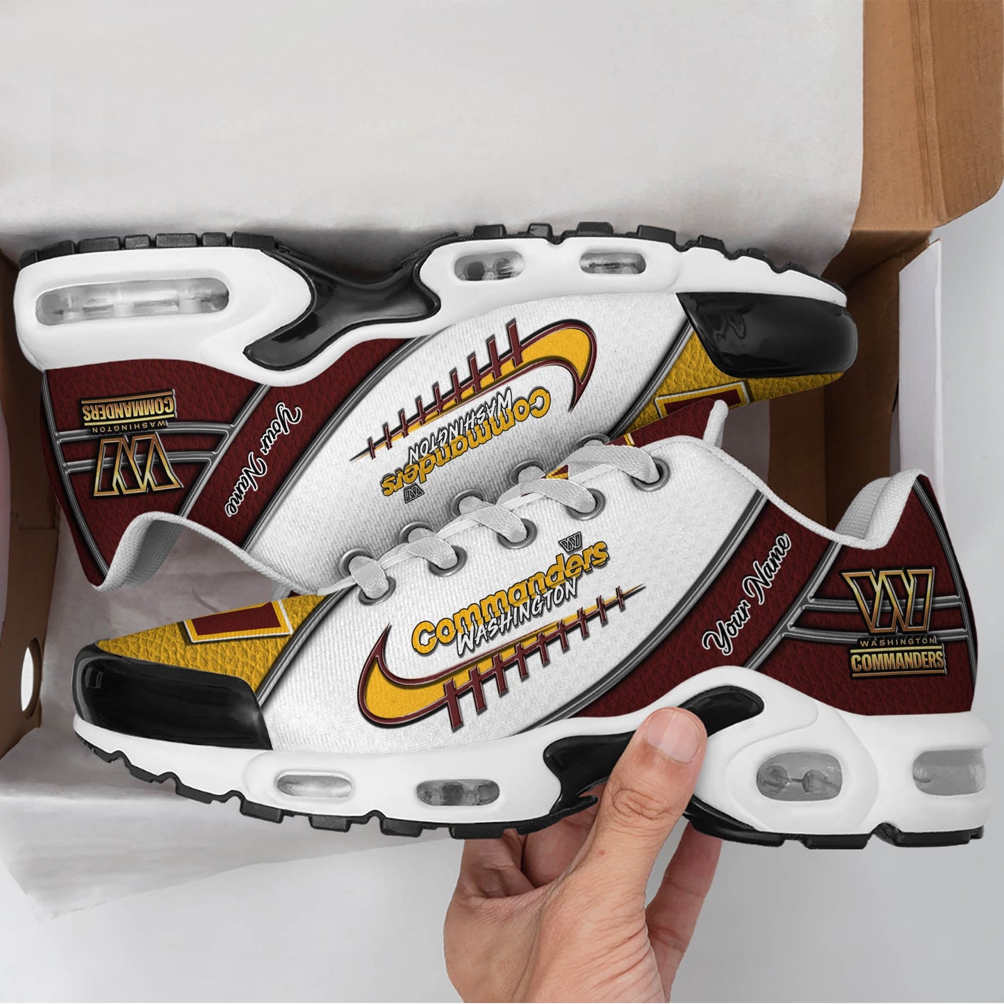 LIMITED EDITION - NEW CUSTOMIZED NFL12 WTC WASHINGTON COMMANDERS UNISEX AIR MAX PLUS SNEAKERS