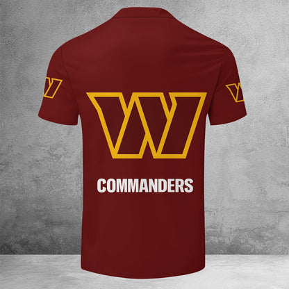 LIMITED EDITION - NEW CUSTOMIZED NFL12 WTC WASHINGTON COMMANDERS ZIP POLO SHIRT