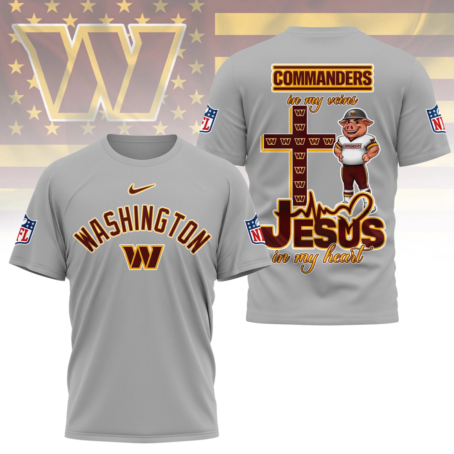 LIMITED EDITION - NEW CUSTOMIZED NFL12 WTC WASHINGTON COMMANDERS T-SHIRT | MULTIPLE COLORS AVAILABLE