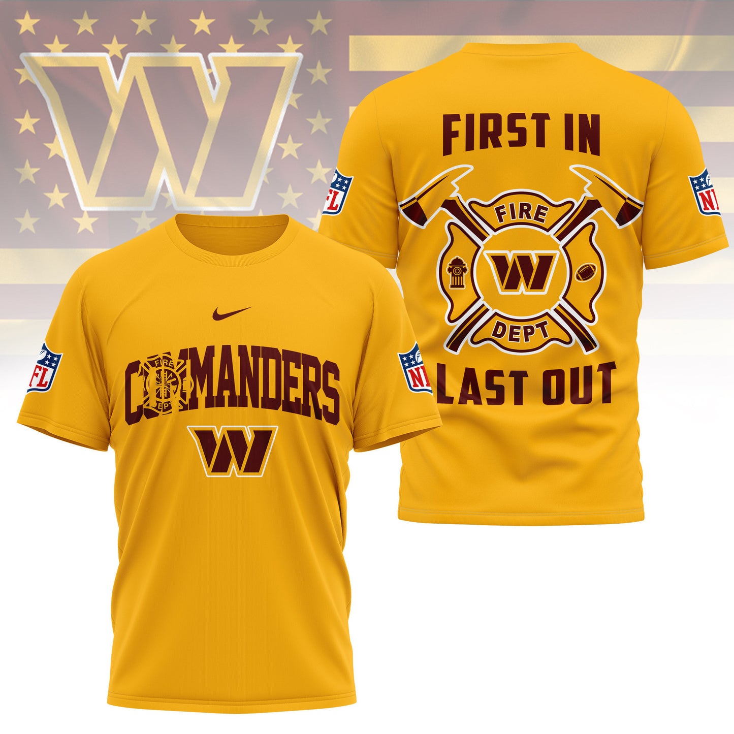 LIMITED EDITION - NEW CUSTOMIZED NFL12 WTC WASHINGTON COMMANDERS T-SHIRT | MULTIPLE COLORS AVAILABLE