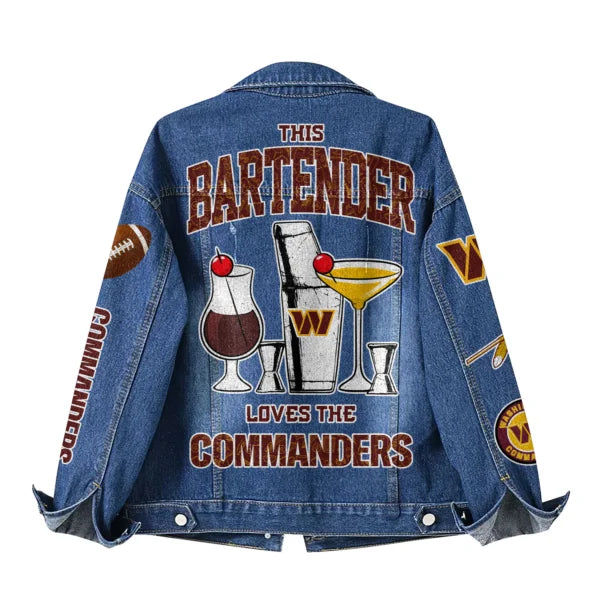 LIMITED EDITION - NEW CUSTOMIZED NFL12 WTC WASHINGTON COMMANDERS DENIM JACKET