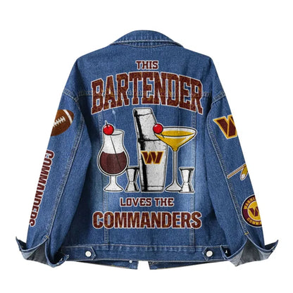 LIMITED EDITION - NEW CUSTOMIZED NFL12 WTC WASHINGTON COMMANDERS DENIM JACKET