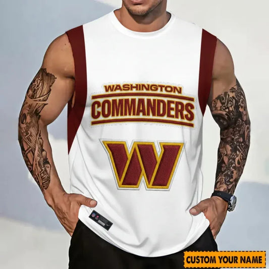 LIMITED EDITION - NEW CUSTOMIZED NFL12 WTC WASHINGTON COMMANDERS TANKTOP & GYM SHIRT