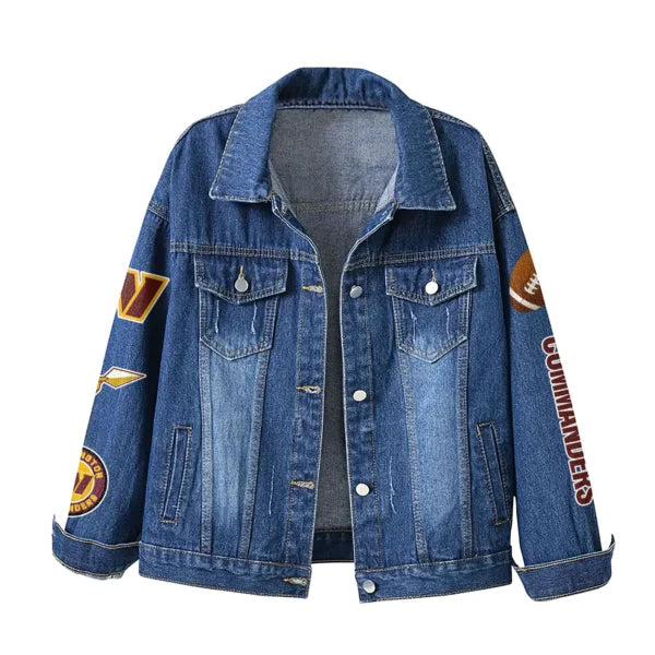 LIMITED EDITION - NEW CUSTOMIZED NFL12 WTC WASHINGTON COMMANDERS DENIM JACKET