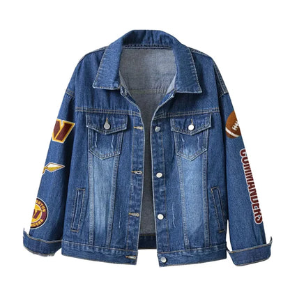 LIMITED EDITION - NEW CUSTOMIZED NFL12 WTC WASHINGTON COMMANDERS DENIM JACKET