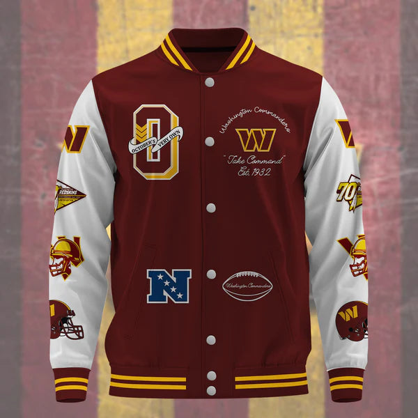LIMITED EDITION - NEW CUSTOMIZED NFL12 WTC WASHINGTON COMMANDERS BASEBALL JACKET