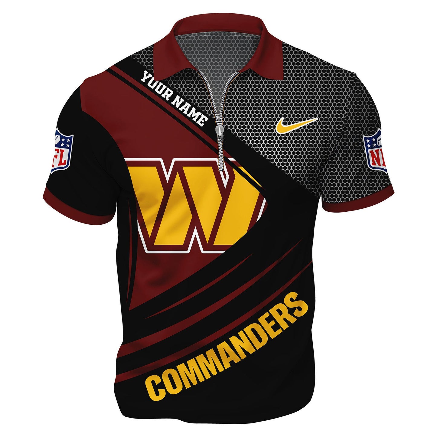 LIMITED EDITION - NEW CUSTOMIZED NFL12 WTC WASHINGTON COMMANDERS HARLEY-DAVIDSON POLO WITH ZIPPER SHIRT
