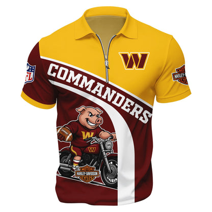 LIMITED EDITION - NEW CUSTOMIZED NFL12 WTC WASHINGTON COMMANDERS HARLEY-DAVIDSON POLO WITH ZIPPER SHIRT