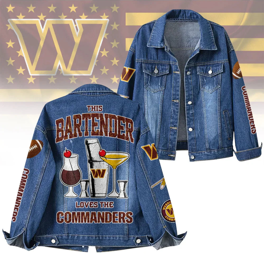LIMITED EDITION - NEW CUSTOMIZED NFL12 WTC WASHINGTON COMMANDERS DENIM JACKET