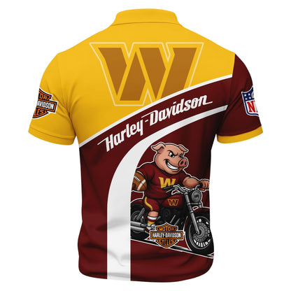 LIMITED EDITION - NEW CUSTOMIZED NFL12 WTC WASHINGTON COMMANDERS HARLEY-DAVIDSON POLO WITH ZIPPER SHIRT