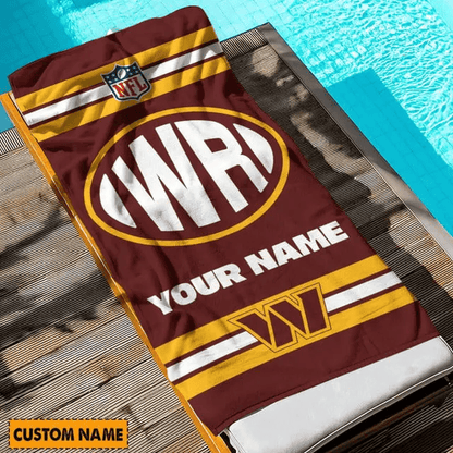 LIMITED EDITION - NEW CUSTOMIZED NFL12 WTC WASHINGTON COMMANDERS BEACH & BATH TOWEL (KIDS & ADULTS)