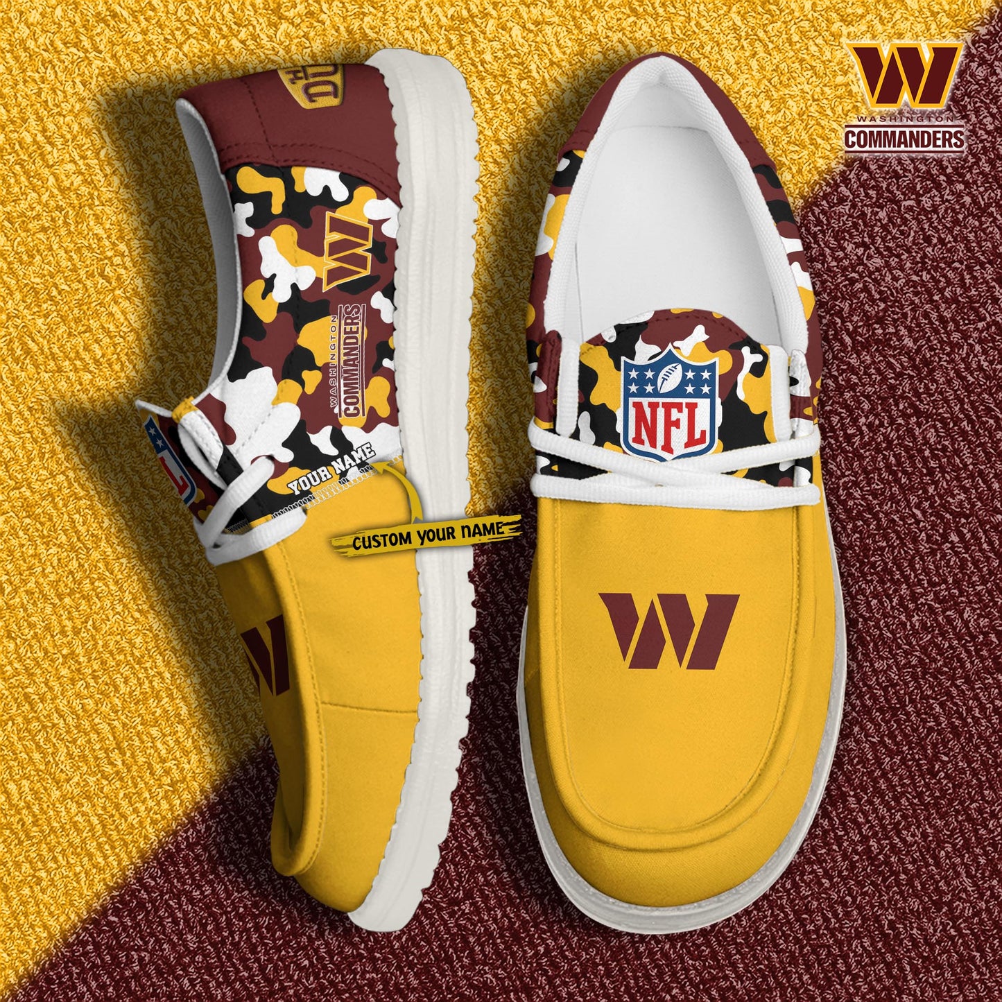 LIMITED EDITION - NEW CUSTOMIZED NFL12 WTC WASHINGTON COMMANDERS LOAFER SHOES