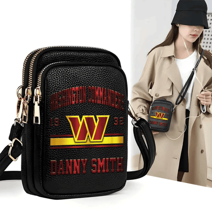 LIMITED EDITION - NEW CUSTOMIZED NFL12 WTC WASHINGTON COMMANDERS LEATHER CROSSBODY BAG
