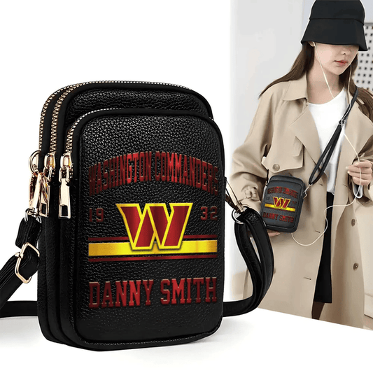 LIMITED EDITION - NEW CUSTOMIZED NFL12 WTC WASHINGTON COMMANDERS LEATHER CROSSBODY BAG