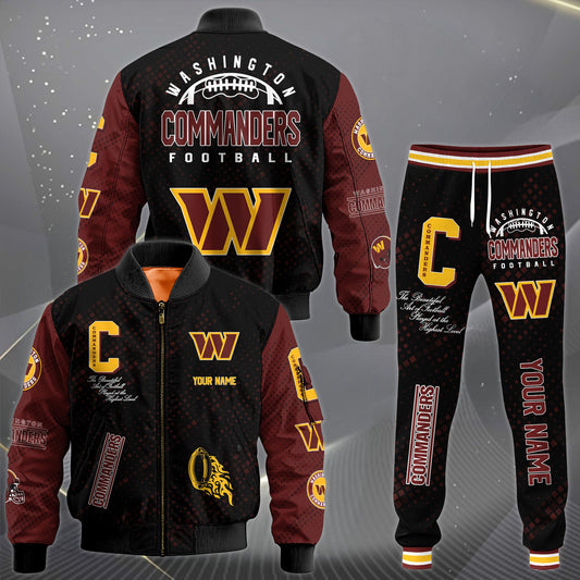 LIMITED EDITION - NEW CUSTOMIZED NFL12 WTC WASHINGTON COMMANDERS SATIN VARSITY JACKET & LONG PANTS