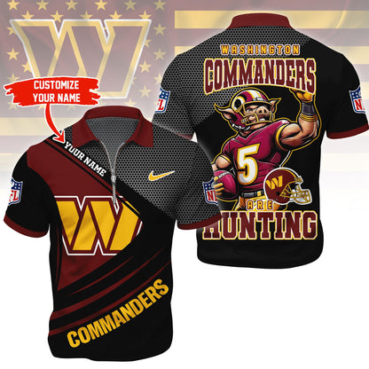 LIMITED EDITION - NEW CUSTOMIZED NFL12 WTC WASHINGTON COMMANDERS HARLEY-DAVIDSON POLO WITH ZIPPER SHIRT