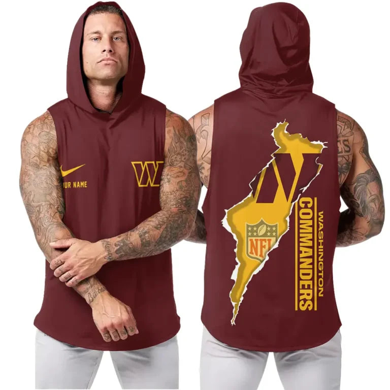 LIMITED EDITION - NEW CUSTOMIZED NFL12 WTC WASHINGTON COMMANDERS HOODED TANK TOP