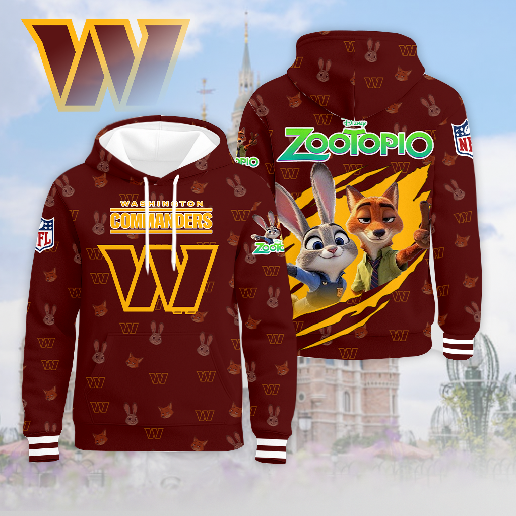 LIMITED EDITION - NEW CUSTOMIZED NFL12 WTC WASHINGTON COMMANDERS & ZOOTOPIA UNISEX T-SHIRT, POLO, HOODIE & JACKETS
