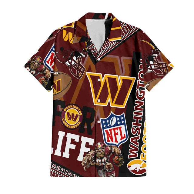 LIMITED EDITION - NEW CUSTOMIZED NFL12 WTC WASHINGTON COMMANDERS UNISEX HAWAIIAN SHIRT & SHORTS SET