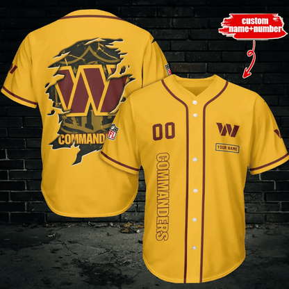 LIMITED EDITION - NEW CUSTOMIZED NFL12 WTC WASHINGTON COMMANDERS BASEBALL JERSEY