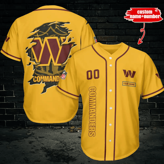 LIMITED EDITION - NEW CUSTOMIZED NFL12 WTC WASHINGTON COMMANDERS BASEBALL JERSEY