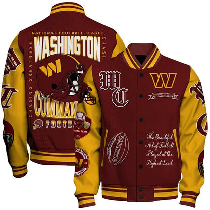 LIMITED EDITION - NEW CUSTOMIZED NFL12 WTC WASHINGTON COMMANDERS SATIN VARSITY JACKET & BASEBALL JACKET