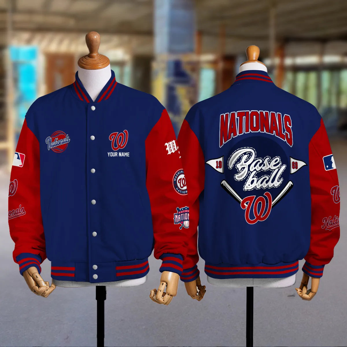 LIMITED EDITION - NEW PREMIUM MLB28 WNS WASHINGTON NATIONALS SATIN VARSITY JACKET