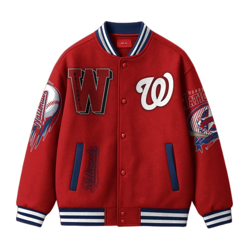 LIMITED EDITION - NEW CUSTOMIZED MLB28 WA NATIONALS SATIN VARSITY & BASEBALL JACKET