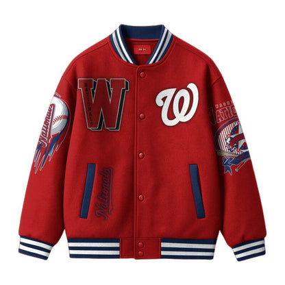 LIMITED EDITION - NEW CUSTOMIZED MLB28 WA NATIONALS SATIN VARSITY & BASEBALL JACKET