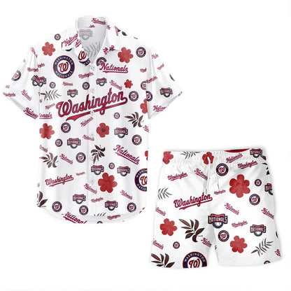LIMITED EDITION - NEW CUSTOMIZED MLB28 WNS WASHINGTON NATIONALS UNISEX HAWAIIAN SHIRT & SHORTS SET