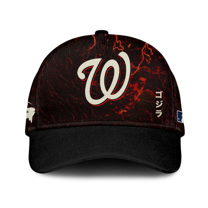 LIMITED EDITION - NEW CUSTOMIZED MLB28 WNS WASHINGTON NATIONALS x GODZILLA BASEBALL JERSEY & CAP