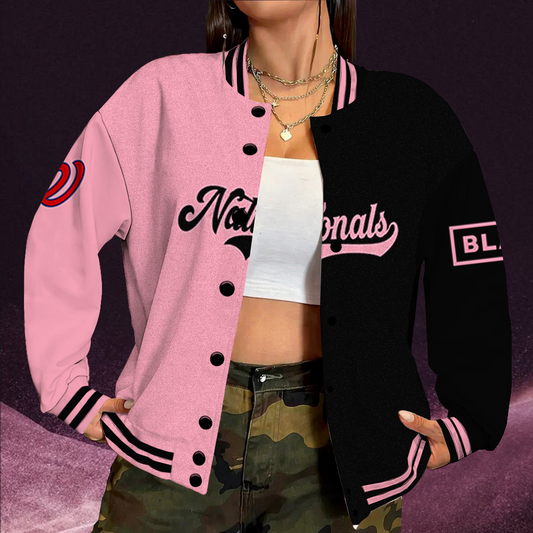 LIMITED EDITION - NEW CUSTOMIZED MLB28 WNS WASHINGTON NATIONALS SATIN VARSITY & BASEBALL JACKET