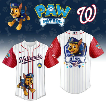 LIMITED EDITION - NEW CUSTOMIZED MLB28 WNS WASHINGTON NATIONALS x PAW PATROL BASEBALL JERSEY & CAP