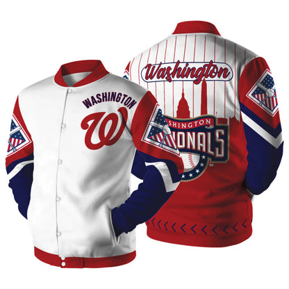 LIMITED EDITION - NEW CUSTOMIZED MLB28 WA NATIONALS SATIN VARSITY & BASEBALL JACKET