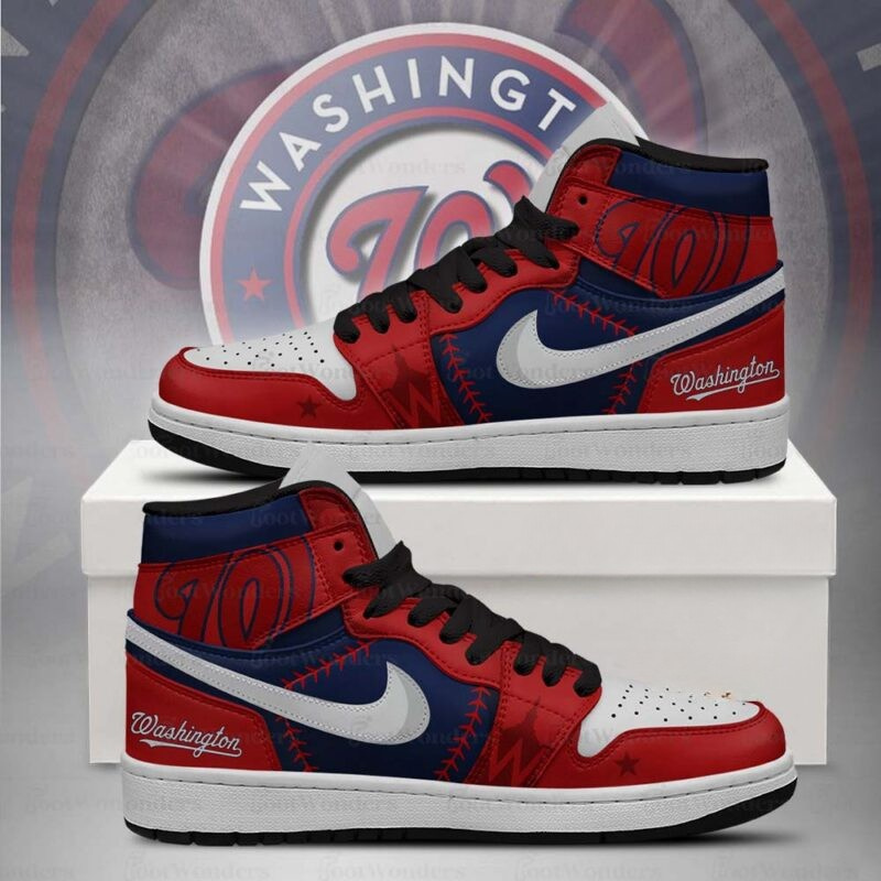 LIMITED EDITION - NEW CUSTOMIZED MLB28 WNS WASHINGTON NATIONALS AIR JORDAN SNEAKERS