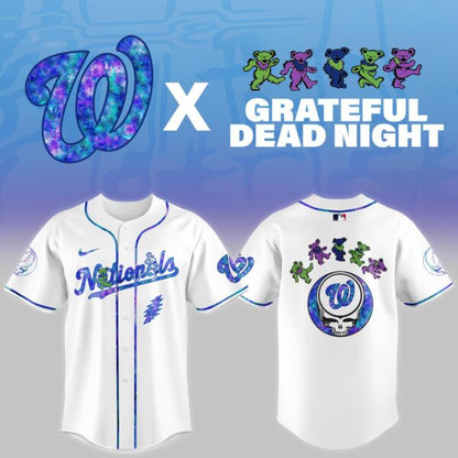 LIMITED EDITION - NEW CUSTOMIZED MLB28 WA NATIONALS x GRATEFUL DEAD BASEBALL JERSEY