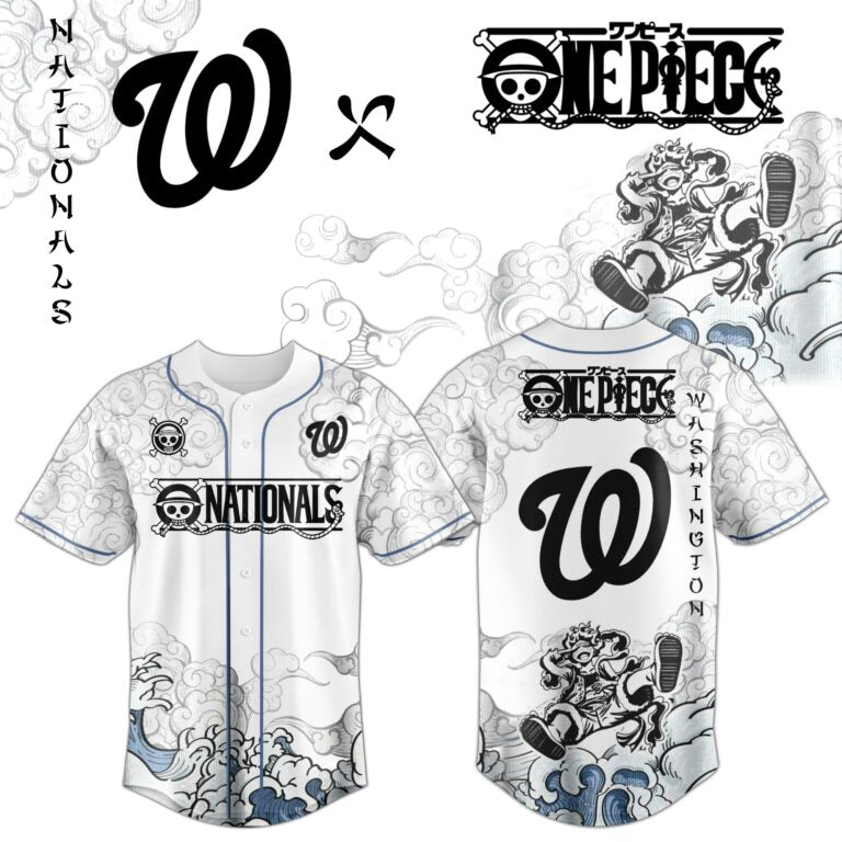 LIMITED EDITION - NEW CUSTOMIZED MLB28 WNS WASHINGTON NATIONALS x ONE PIECE BASEBALL JERSEY & CAP