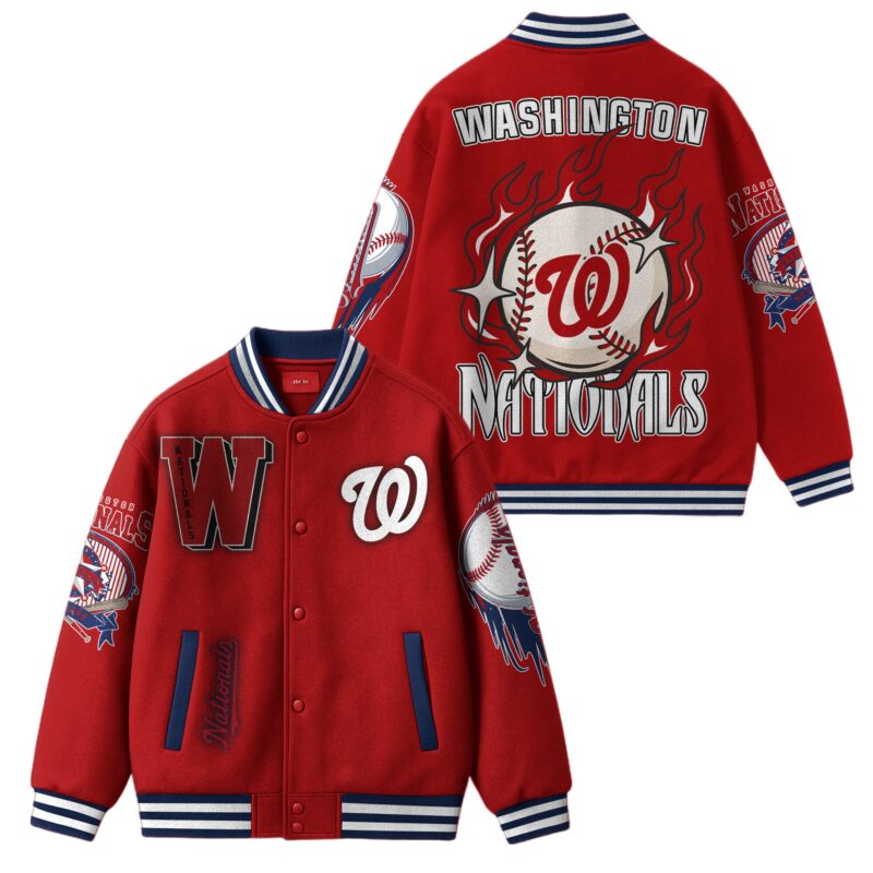 LIMITED EDITION - NEW CUSTOMIZED MLB28 WA NATIONALS SATIN VARSITY & BASEBALL JACKET