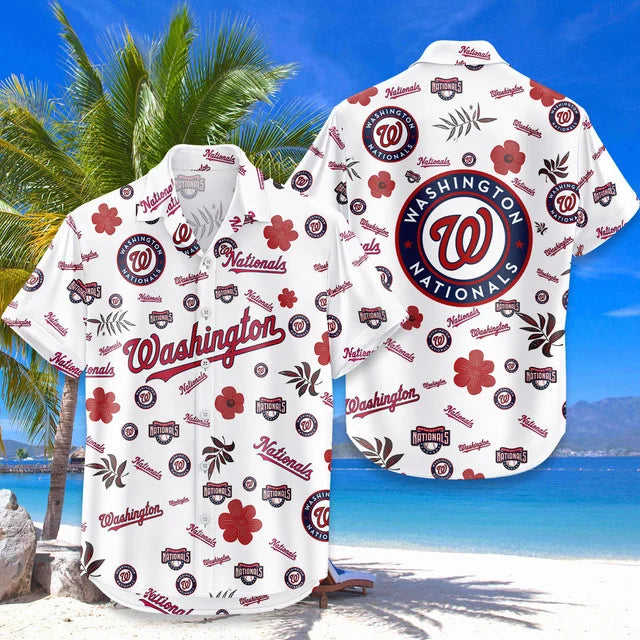 LIMITED EDITION - NEW CUSTOMIZED MLB28 WNS WASHINGTON NATIONALS UNISEX HAWAIIAN SHIRT & SHORTS SET