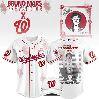 LIMITED EDITION - NEW CUSTOMIZED MLB28 WA NATIONALS x BRUNO MARS BASEBALL JERSEY & CAP