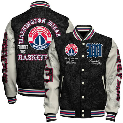 LIMITED EDITION - NEW CUSTOMIZED NBA28 WWI WASHINGTON WIZARDS BASEBALL JACKET, SATIN VARSITY JACKET