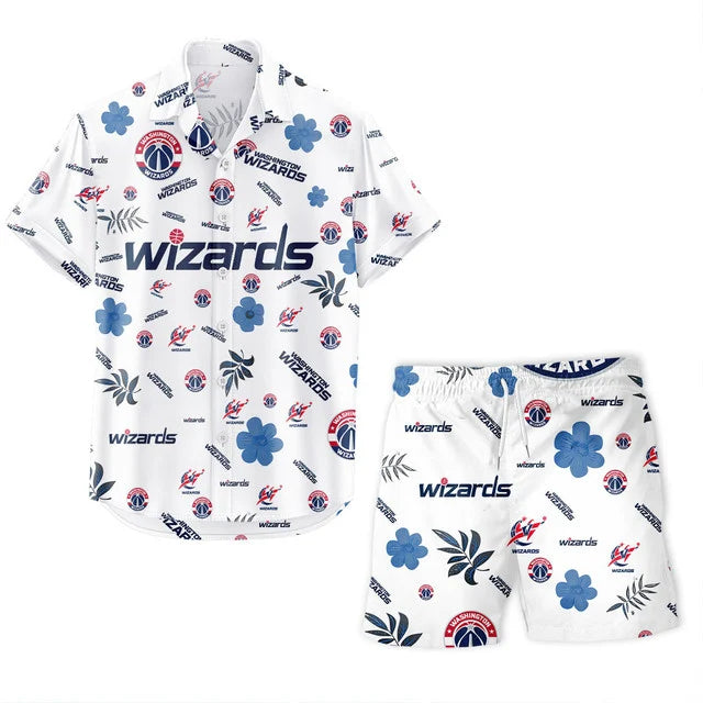 LIMITED EDITION - NEW CUSTOMIZED NBA28 WWI WASHINGTON WIZARDS UNISEX HAWAIIAN SHIRT & SHORTS SET