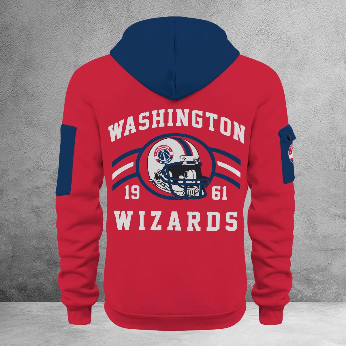 LIMITED EDITION - NEW CUSTOMIZED NBA28 WW WASHINGTON WIZARDS QUARTER ZIP HOODIE