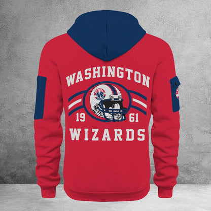 LIMITED EDITION - NEW CUSTOMIZED NBA28 WW WASHINGTON WIZARDS QUARTER ZIP HOODIE