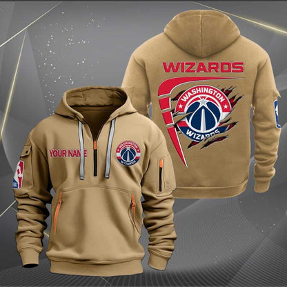 [HOT DEAL] NEW CUSTOMIZED NBA28 WW WASHINGTON WIZARDS QUARTER ZIP HOODIE
