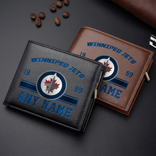 LIMITED EDITION - NEW CUSTOMIZED NHL21 WPJ WINNIPEG JETS LEATHER WALLET